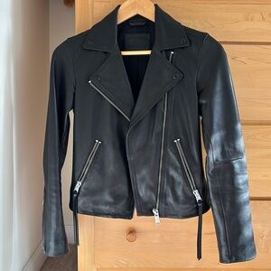 AllSaints Dalby Slim Fit Leather Biker Jacket